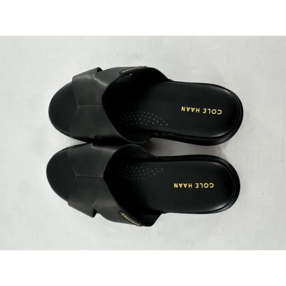 Cole Haan Shoes 7.5 Grandpro Rally Slide Sandals Black Leather Platform